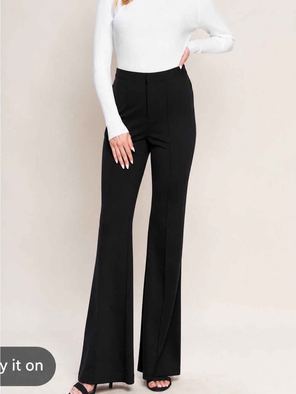 High-Rise Flared Pants in Rust and Black - Picture 6 of 9
